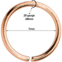 Load image into Gallery viewer, 20G 7mm Rose Gold Tone PVD Grade 23 Titanium Bendable Hoop Ring
