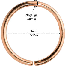 Load image into Gallery viewer, 20G 5/16 Rose Gold Tone PVD Grade 23 Titanium Bendable Hoop Ring