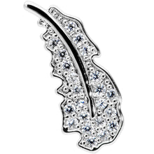 Load image into Gallery viewer, 16G 1/4 Clear CZ Gem Feather Internally Threaded Labret Tragus