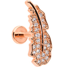 将图片加载到图库查看器,16G 1/4 Clear CZ Rosy Hue Feather Internal Threaded Labret Tragus