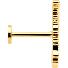 Load image into Gallery viewer, 16G 5/16 Clear CZ Gem Gold Hue Feather Internal Thread Labret Tragus