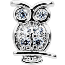 Load image into Gallery viewer, 16G 1/4 Clear CZ Gem Owl Internal Thread Labret Monroe Tragus