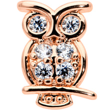 Load image into Gallery viewer, 16G 1/4 Clear CZ Gem Rosy Hue Owl Internal Thread Labret Tragus