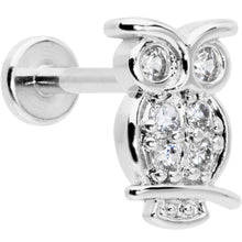 将图片加载到图库查看器,16G 5/16 Clear CZ Gem Owl Internal Thread Labret Monroe Tragus