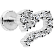将图片加载到图库查看器,16G 1/4 Clear CZ Gem Half Heart Internally Threaded Labret Tragus