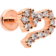 Load image into Gallery viewer, 16G 1/4 Clear CZ Rosy Hue Half Heart Internal Thread Labret Tragus