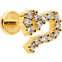 Load image into Gallery viewer, 16G 1/4 Clear CZ Gold Hue Half Heart Internal Thread Labret Tragus