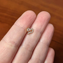 Load image into Gallery viewer, 16G 1/4 Clear CZ Gold Hue Half Heart Internal Thread Labret Tragus