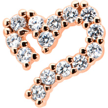 Load image into Gallery viewer, 16G 5/16 CZ Gem Rosy Hue Half Heart Internal Thread Labret Tragus