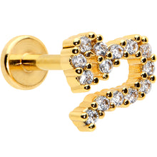 Load image into Gallery viewer, 16G 5/16 CZ Gem Gold Hue Half Heart Internal Thread Labret Tragus