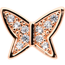 Load image into Gallery viewer, 16G 5/16 CZ Gem Rosy Hue Butterfly Internal Thread Labret Tragus