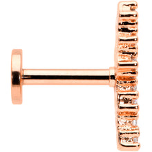 Load image into Gallery viewer, 16G 1/4 CZ Gem Rosy Hue Texture Arc Internal Thread Labret Tragus