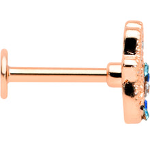 Load image into Gallery viewer, 16G 5/16 Blue Gem Rose Gold Hue Texture Hamsa Labret Monroe Tragus