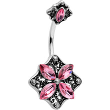 将图片加载到图库查看器,Pink Gem Baroque Rhombus Flower Double Mount Belly Ring