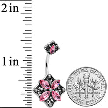 将图片加载到图库查看器,Pink Gem Baroque Rhombus Flower Double Mount Belly Ring