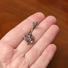 将图片加载到图库查看器,Pink Gem Baroque Rhombus Flower Double Mount Belly Ring