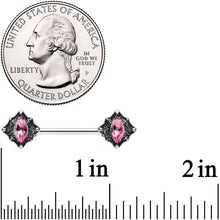Load image into Gallery viewer, 14G 9/16 Pink Gem Rhombus Retro Barbell Nipple Ring Set