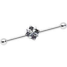 Load image into Gallery viewer, 14G Clear Gem Floral Rhombus Baroque Industrial Barbell 38mm
