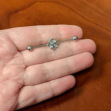 Load image into Gallery viewer, 14G Clear Gem Floral Rhombus Baroque Industrial Barbell 38mm