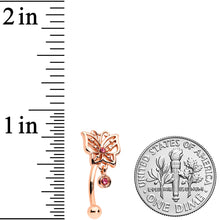Load image into Gallery viewer, 16G 5/16 Pink CZ Gem Rose Gold Tone Butterfly Curved Eyebrow Ring