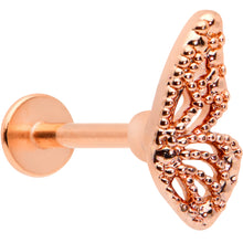 Load image into Gallery viewer, 16G 5/16 Rose Gold Tone Textured Butterfly Labret Monroe Tragus
