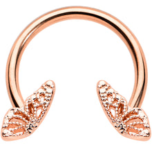 Load image into Gallery viewer, 16G 3/8 Rose Gold Hue Texture Butterfly Horseshoe Circular Barbell