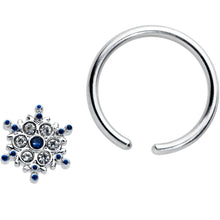 Load image into Gallery viewer, 16G 3/8 Clear Blue Gem Festive Snowflake BCR Captive Ring