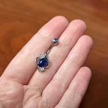 将图片加载到图库查看器,Blue Clear Gem Oval Swirl Elegant Belly Ring