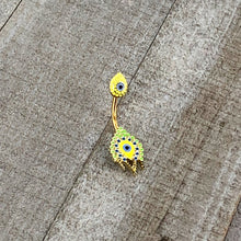 将图片加载到图库查看器,Gold Tone Bold Peacock Feather Double Mount Belly Ring
