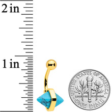 Load image into Gallery viewer, Gold Tone Turquoise Rhombus Belly Ring