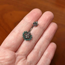 Load image into Gallery viewer, Clear Green Pink Gem Abstract Opulence Double Mount Belly Ring