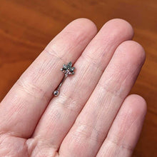 Load image into Gallery viewer, 16G 5/16 Clear Pink Gem Abstract Leaf Flower Curved Eyebrow Ring
