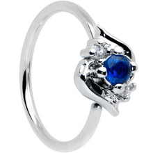 Load image into Gallery viewer, 20G 5/16 Clear Blue Gem Oval Swirl Nose Hoop