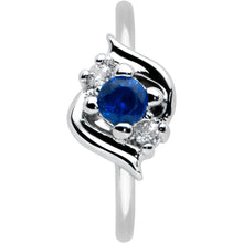 Load image into Gallery viewer, 20G 5/16 Clear Blue Gem Oval Swirl Nose Hoop