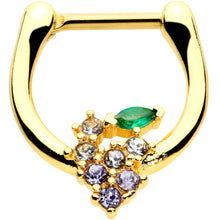 Load image into Gallery viewer, 16G 5/16 Clear CZ Gem Gold Tone Bunch Grapes Cartilage Clicker