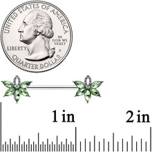Load image into Gallery viewer, 14G 9/16 Green Gem Texture Loopy Pot Leaf Barbell Nipple Ring Set