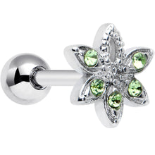 Load image into Gallery viewer, 16G 1/4 Green Gem Texture Loopy Pot Leaf Cartilage Tragus Earring