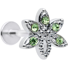 Load image into Gallery viewer, 16G 5/16 Green Gem Textured Pot Leaf Labret Monroe Tragus
