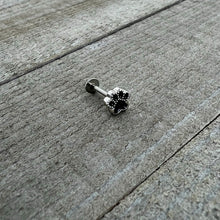 Load image into Gallery viewer, 16G 5/16 Textured Black Paw Print Labret Monroe Tragus