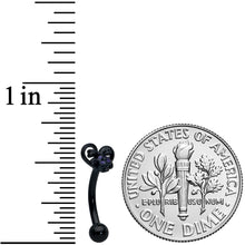 Load image into Gallery viewer, 16G 5/16 Black Heart Purple Skull Bow Curved Eyebrow Ring