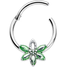 将图片加载到图库查看器,16G 3/8 Green Gem Texture Loopy Pot Leaf Hinged Segment Ring
