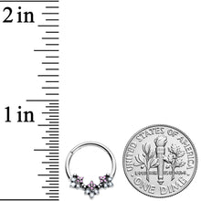 Load image into Gallery viewer, 16G 3/8 Pink White Abstract Leaf Hinged Segment Ring