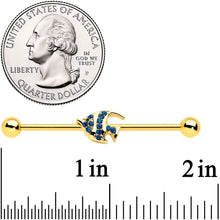 Load image into Gallery viewer, 14G Blue Gem Gold Tone Adorable Angelfish Industrial Barbell 38mm