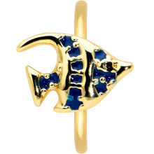 Load image into Gallery viewer, 20G 5/16 Gold Tone Blue Adorable Angelfish Nose Hoop