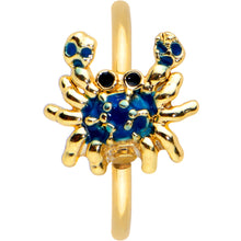 Load image into Gallery viewer, 20G 5/16 Black Gem Gold Tone Blue Crab Nautical Nose Hoop
