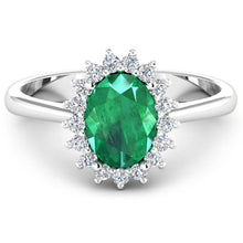 Load image into Gallery viewer, 1.87 Carat Genuine Zambian Emerald and White Diamond 14K White Gold Ring