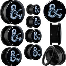 Load image into Gallery viewer, Licensed Dungeons & Dragons Ampersand Black Screw Fit Plug Set