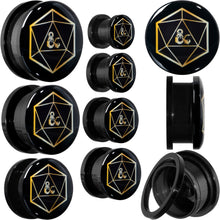 将图片加载到图库查看器,Licensed Dungeons & Dragons D20 Dice Black Screw Fit Plug Set