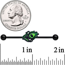 Load image into Gallery viewer, 14G Black Striking Peacock Feather Industrial Barbell 38mm