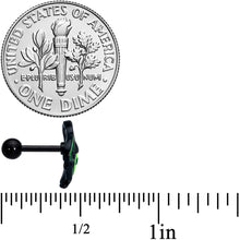 Load image into Gallery viewer, 16G 1/4 Black Striking Peacock Feather Cartilage Tragus Earring